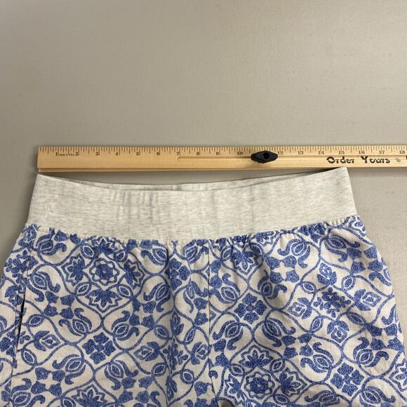 Soft Surroundings 100% Linen Pants Womens Medium Wide Leg Crop Blue Floral 31x26 - Picture 6 of 13